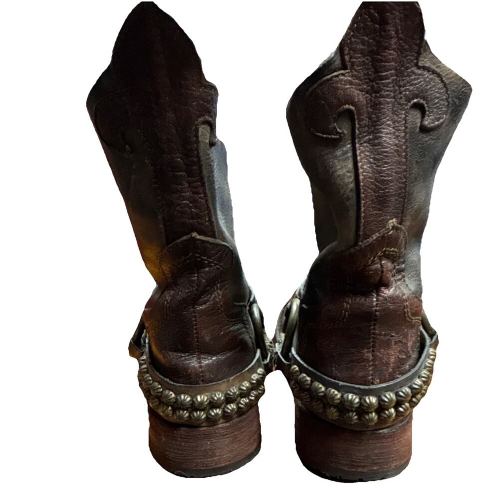 Women’s Freebird Brown Leather Western Harness Boots Metal Ring Size 6 - Picture 3 of 6